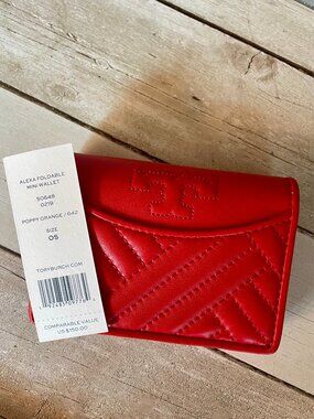 NWT~TORY BURCH~Alexa Leather Foldable Mini Wallet